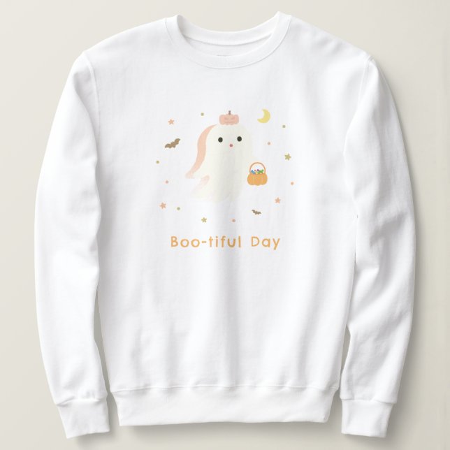 Sudadera Cute Ghost Boo-tiful Day (Anverso del diseño)