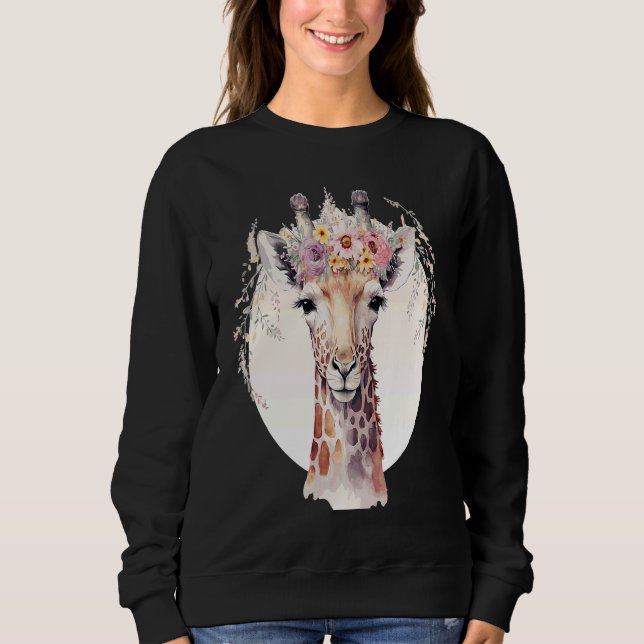 Sudadera Cute Giraffe Flower Crown Africa Safari Animal (Anverso)