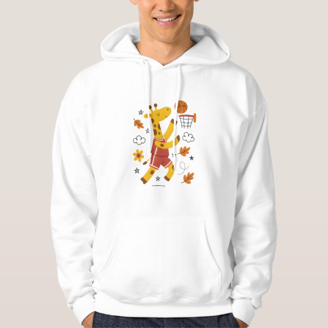 Sudadera Cute Giraffe Playing Basketball Cartoon  (Anverso)