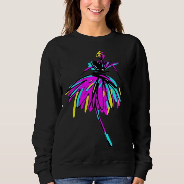 Sudadera Cute Girl Dress Unique Hand Drawn  Women Graphics (Anverso)