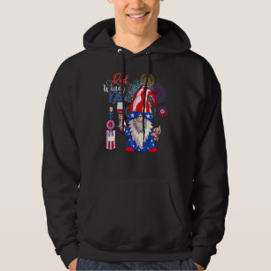 Sudadera Cute Gnome Vino Rojo Azul 4 De Julio Incendio De B