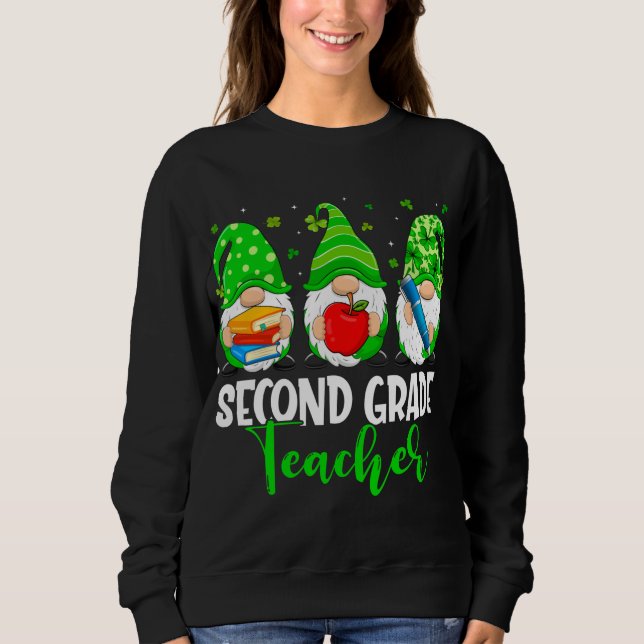 Sudadera Cute Gnomes 2º grado Maestra Escuadrón St Patricks (Anverso)