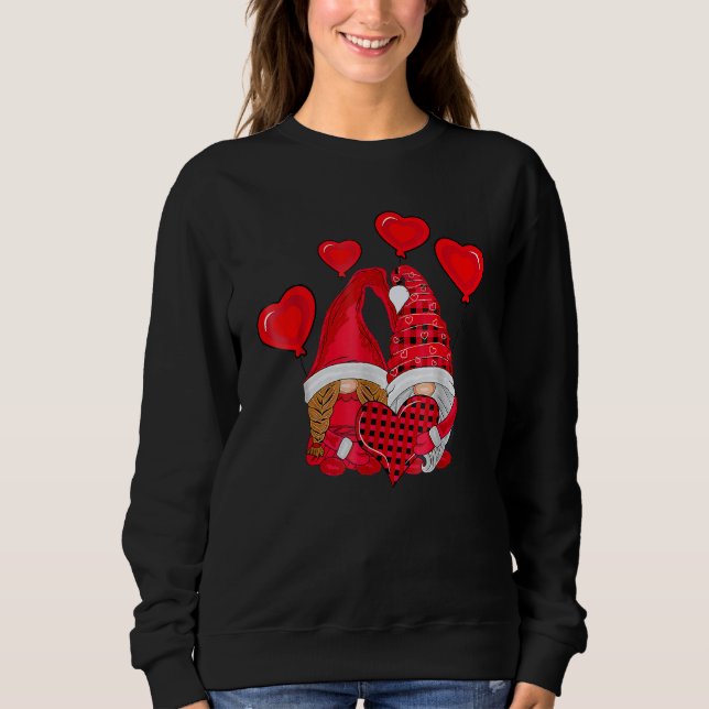 Sudadera Cute Gnomes Holding Hearts Funny Valentines Day Wo (Anverso)