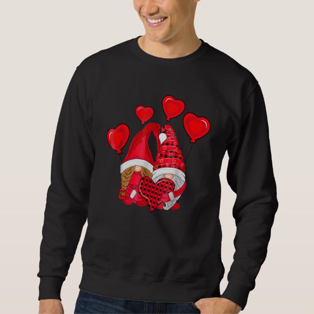 Sudadera Cute Gnomes Holding Hearts Funny Valentines Day Wo (Anverso)