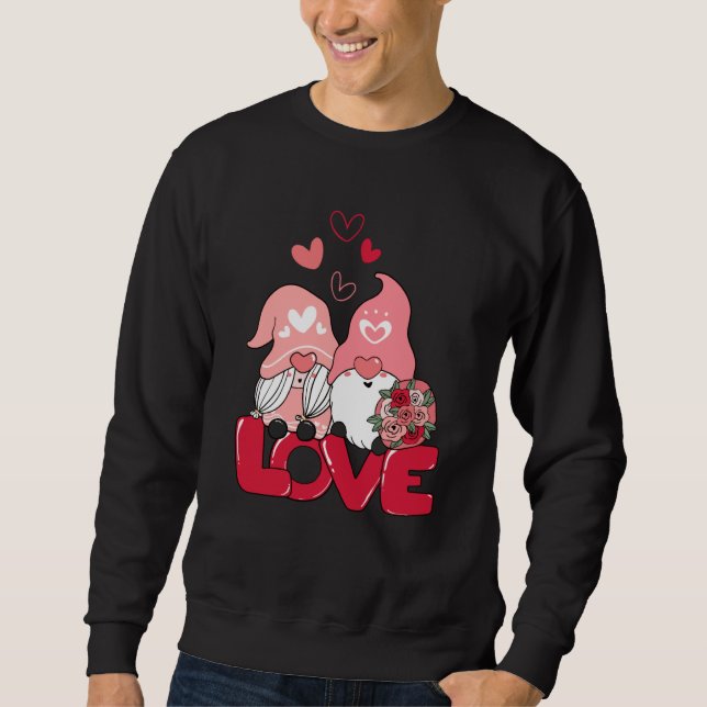 Sudadera Cute Gnomes Valentines Day Love Flower Couple Matc (Anverso)