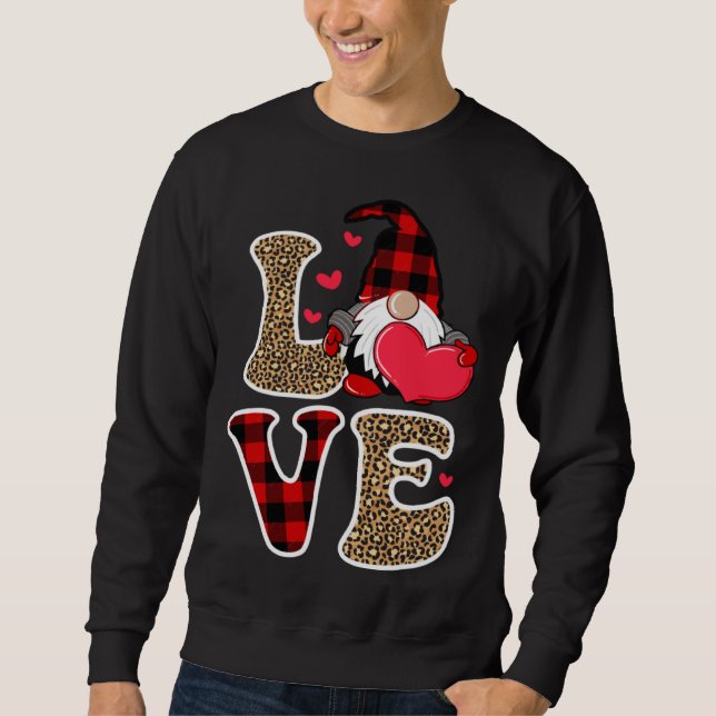 Sudadera Cute Gnomes Valentines Love Leopard Plaid Couple M (Anverso)