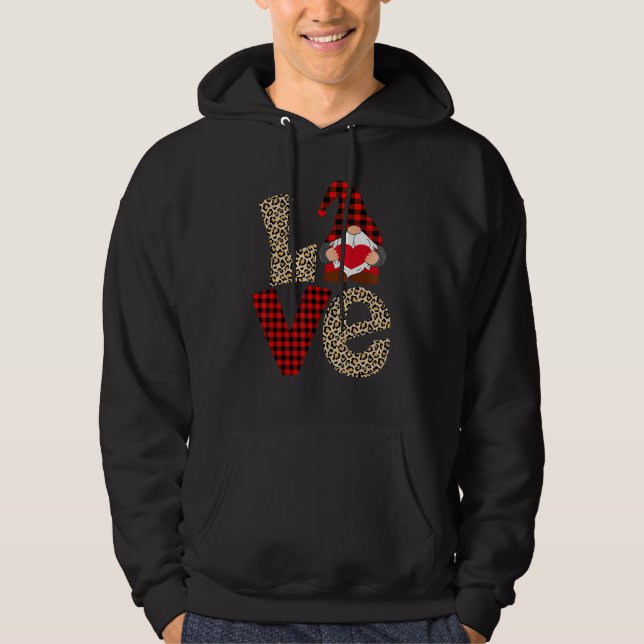 Sudadera Cute Gnomes Valentines Love Leopard Plaid Couple M (Anverso)