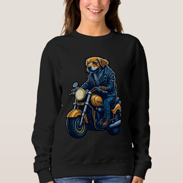 Sudadera Cute golden retriever drives motorcycle at Christm (Anverso)