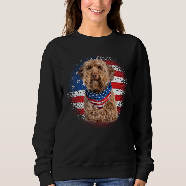 Sudadera Cute Goldendoodle Dog American Flag Indepedence Da (Anverso)