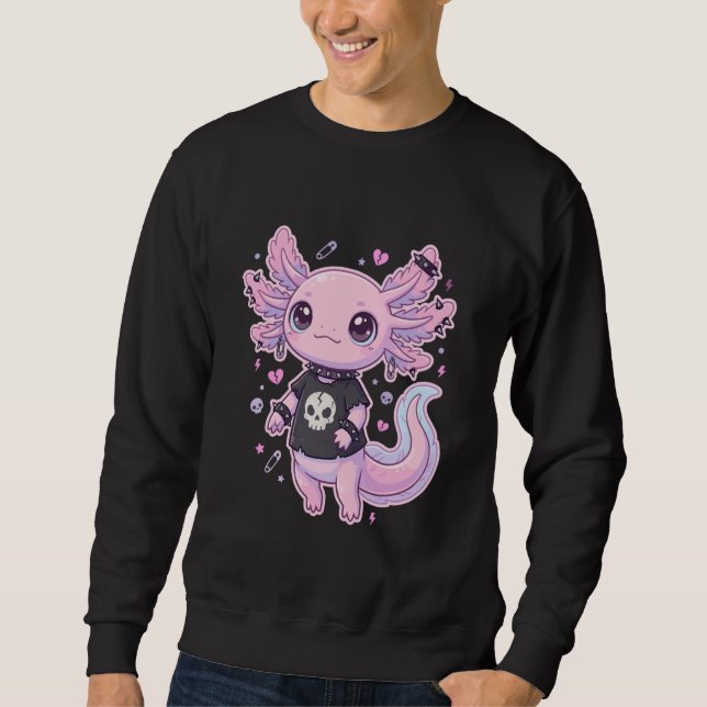 Sudadera Cute Goth Axolotl Pastel Kawaii Emo Axolotl Punk W (Anverso)
