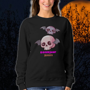 Sudadera Cute gracioso Bonjour Pun Halloween