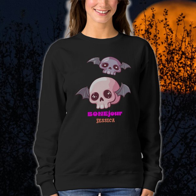 Sudadera Cute gracioso Bonjour Pun Halloween (Subido por el creador)
