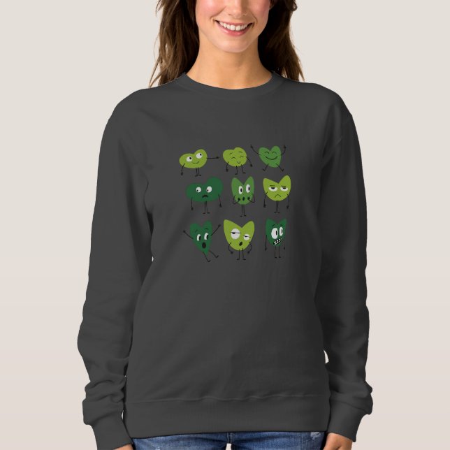 Sudadera Cute Green Heart Faces  valentine day minimalist (Anverso)