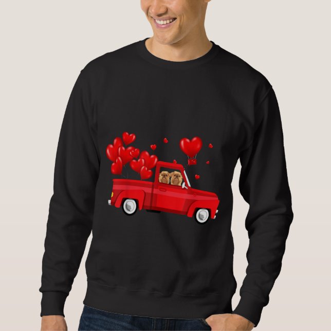 Sudadera Cute Griffon Brussels Riding Red Truck Love Valent (Anverso)
