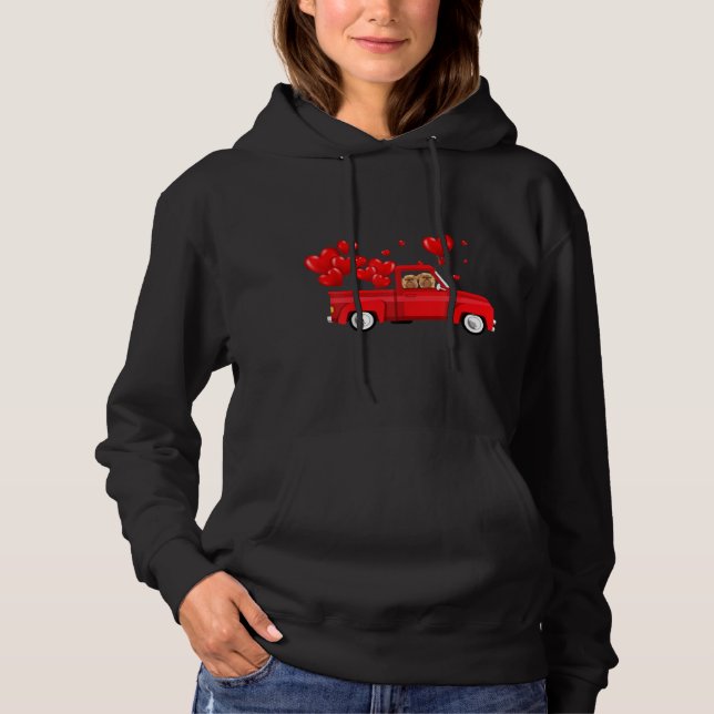 Sudadera Cute Griffon Brussels Riding Red Truck Love Valent (Anverso)