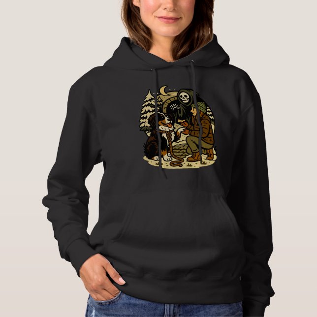 Sudadera Cute Grim Reaper Girl and Dog Spooky Forest Night (Anverso)