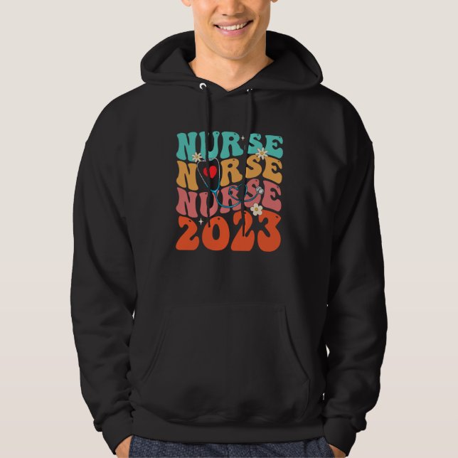 Sudadera Cute Groovy Stethoscope Nurse Life Nursing Nurse W (Anverso)