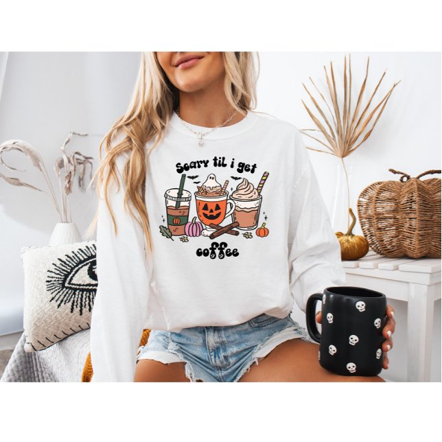 Sudadera Cute Halloween Da Miedo Hasta Que Consiga Café (Subido por el creador)