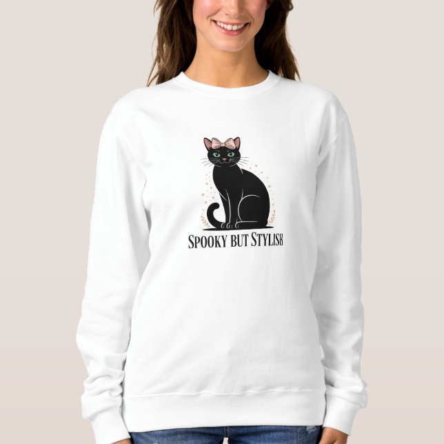 Sudadera Cute Halloween Estilo Gato Negro (Anverso)