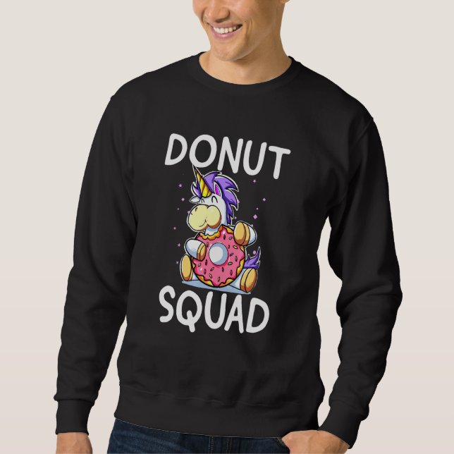 Sudadera Cute hambre de unicornio comiendo donut brilla de  (Anverso)