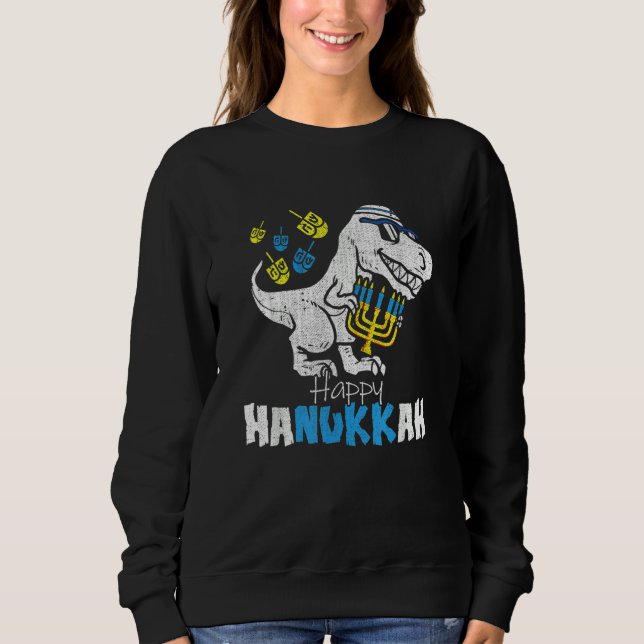 Sudadera Cute Hanukkah Rex Dinosaur Menorasaurus Chanukah B (Anverso)