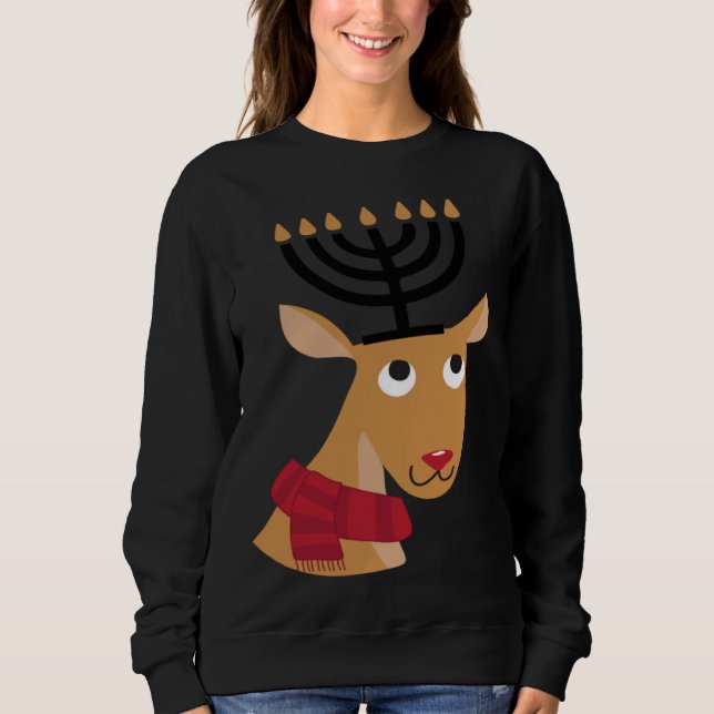 Sudadera Cute Hanukkah  Winter Holidays jewish Animal Deer (Anverso)