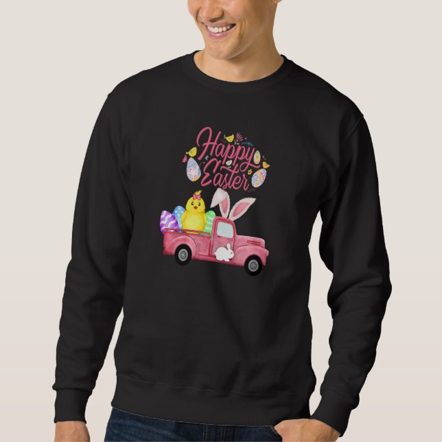 Sudadera Cute Happy Easter Pick Up Bunny Chick Eggs (Anverso)