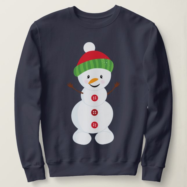 Sudadera Cute Happy Snowman (Anverso del diseño)