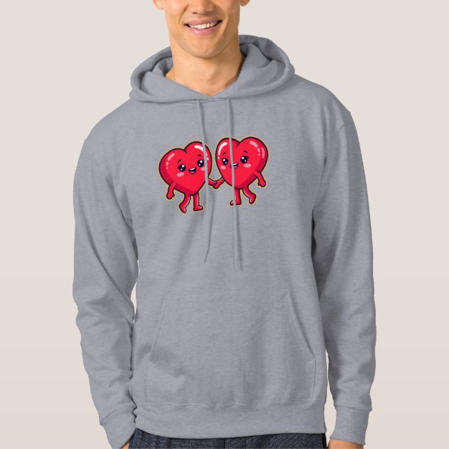 Sudadera Cute Heart Characters Holding Hands (Anverso)