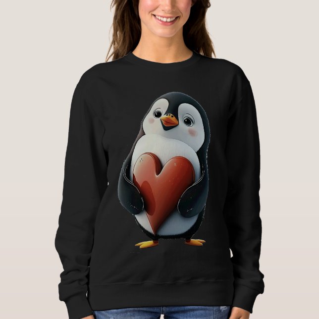 Sudadera Cute Heart Penguin Animal Valentines Day Valentine (Anverso)