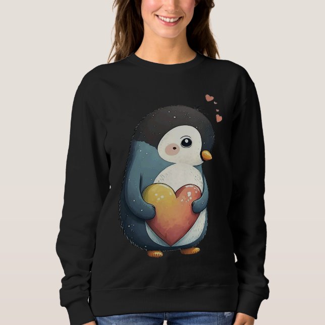 Sudadera Cute Heart Penguin Animal Valentines Day Valentine (Anverso)