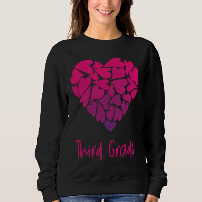 Sudadera Cute Heart Valentines Day Third Grade (Anverso)