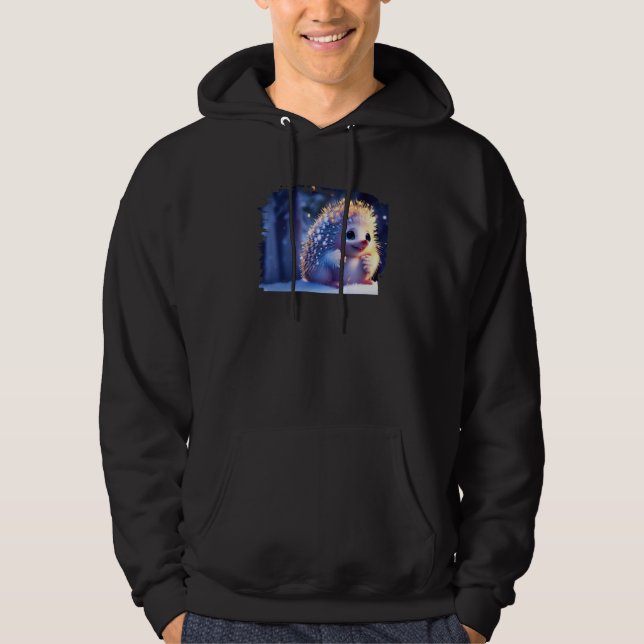 Sudadera Cute Hedgehog Animated Winter Snow Animal (Anverso)