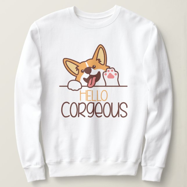 Sudadera Cute Hello Corgi Dog (Anverso del diseño)