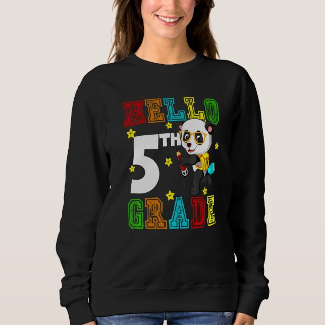 Sudadera Cute Hello Fifth Grade Teacher Student Panda Back  (Anverso)
