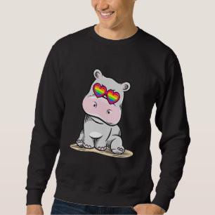 Sudadera Cute Hippo Gafas de sol Arcoiris Gay Pride Cosas L