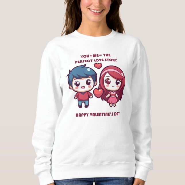 Sudadera Cute historia de amor para San Valentín (Anverso)