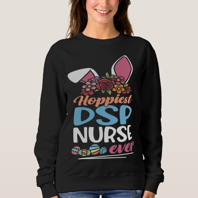 Sudadera Cute Hoppiest DSP Nurse Ever Bunny Ear Red Plaid E (Anverso)