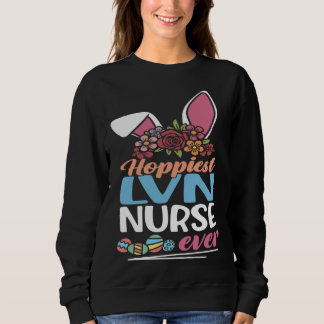 Sudadera Cute Hoppiest LVN Nurse Ever Bunny Ear Red Plaid E
