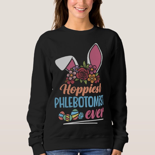 Sudadera Cute Hoppiest Phlebotomist Ever Bunny Ear Red Plai (Anverso)