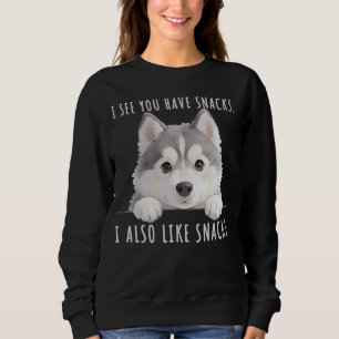 Sudadera Cute Husky Dog Snacks Quote Funny Minimalist