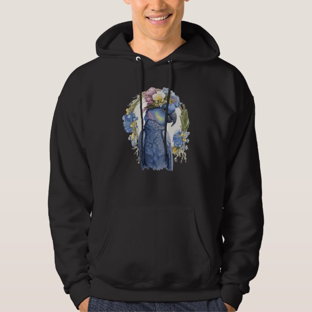 Sudadera Cute Hyacinth Macaw Parrot Bird Flower Crown Pet B (Anverso)