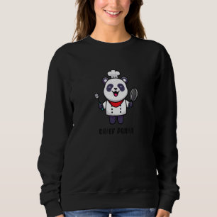 Sudadera Cute Jefe Panda Oso Costume Cook Holding Pan