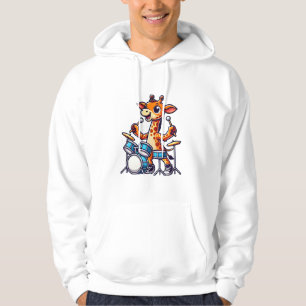 Sudadera Cute jirafa tocando tambores Girafas Música de tam