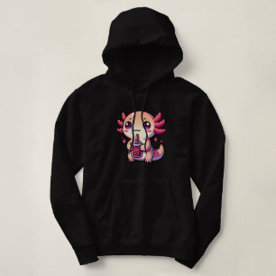Sudadera Cute Kawaii Axolotl con té de burbuja