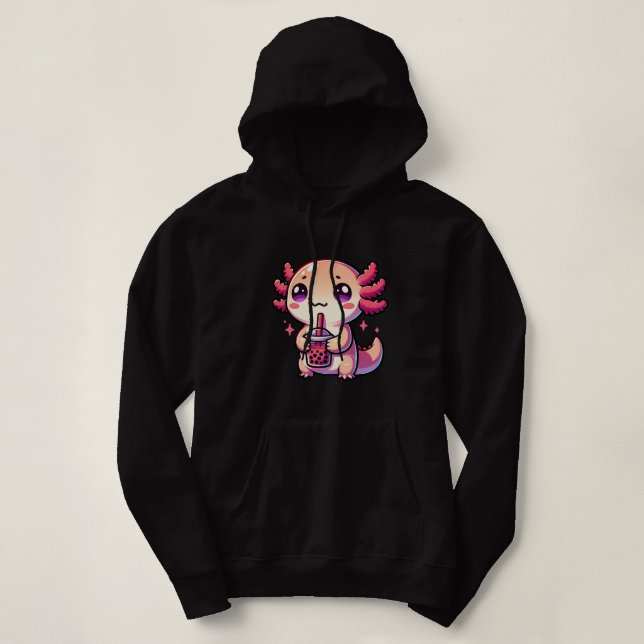 Sudadera Cute Kawaii Axolotl con té de burbuja (Diseño del anverso)