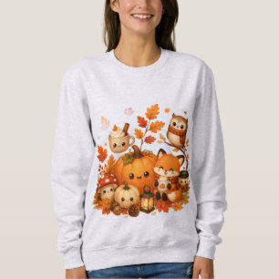 Sudadera Cute Kawaii Calabaza De Otoño Zorro Búho Animales 