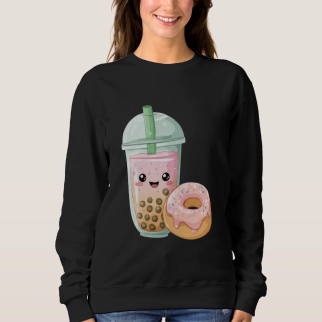 Sudadera Cute Kawaii Donut and Drink Pastel Milkshake Lover (Anverso)