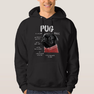 Sudadera Cute Kawaii Funny Regalos de reglas de pug negro