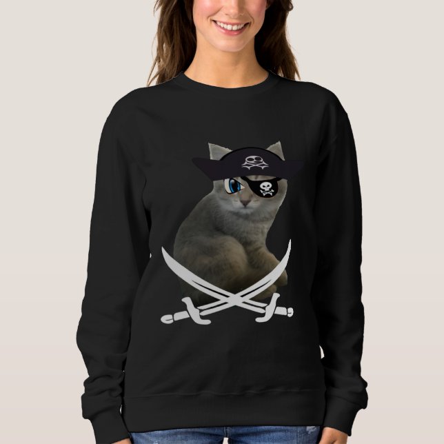 Sudadera Cute Kitten Pirate wearing eye patch hat fun cat (Anverso)
